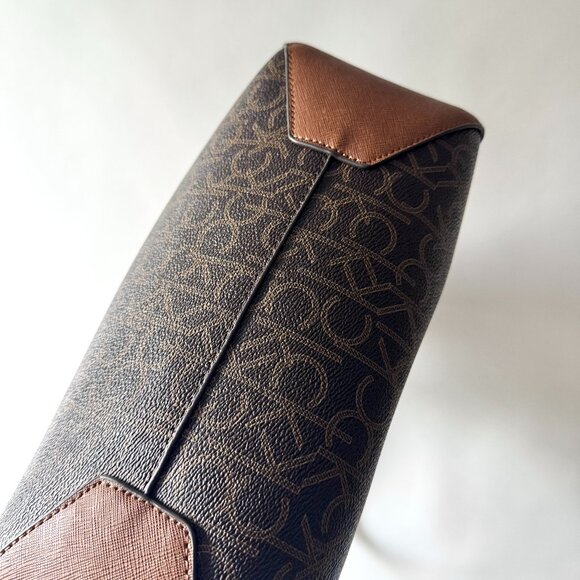 Calvin Klein CK Monogram Reversible Micro Suede Tote w/ Removable Pouch - Picture 12 of 12